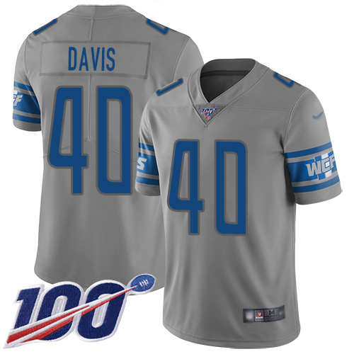 Detroit Lions Limited Gray Men Jarrad Davis Jersey NFL Football #40 100th Season Inverted Legend